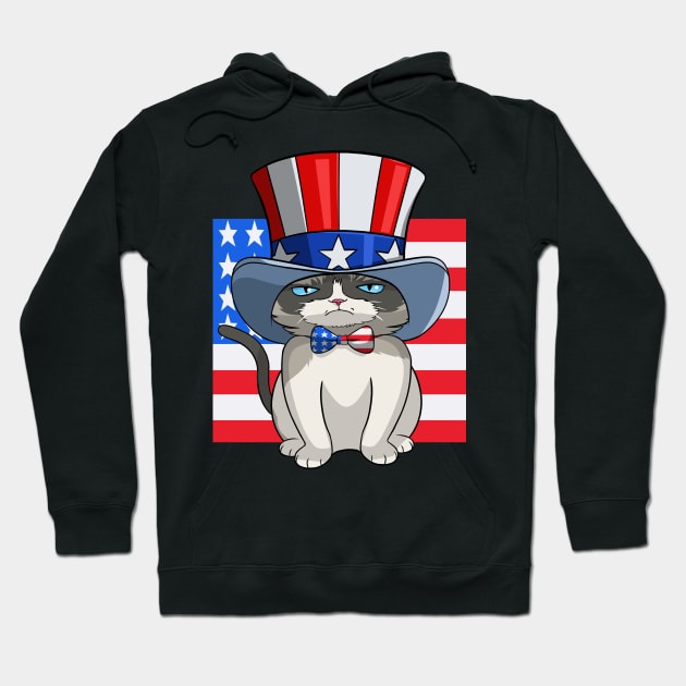 Exotic Shorthair Cat 4th Of July USA Flag Hoodie by Noseking